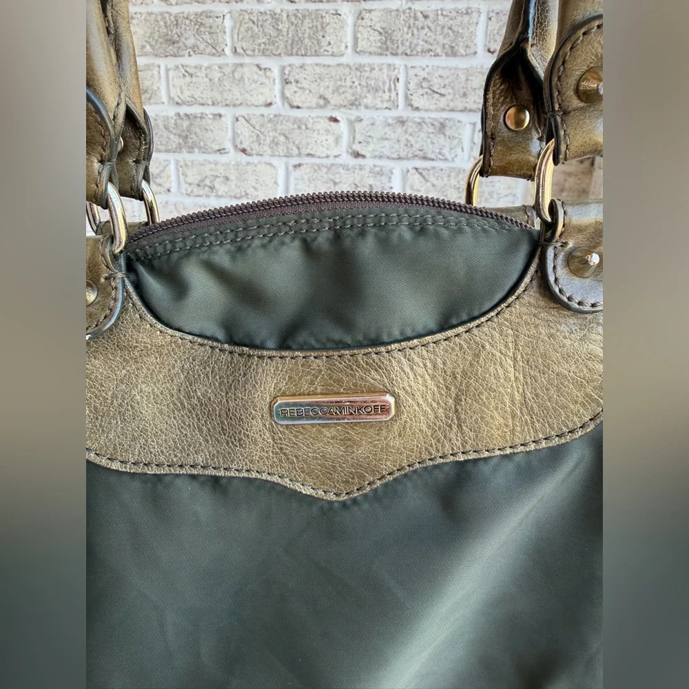 Rebecca Minkoff Nylon Bag. Olive Green Purse. Studded 18”x12” Designer